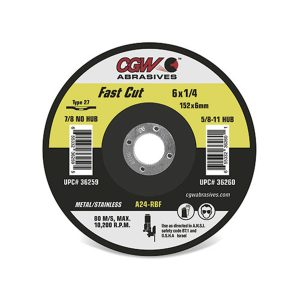 GRINDING WHEEL METAL DEPRESSED CENTER 6"X1/4"X7/8" TYPE 27